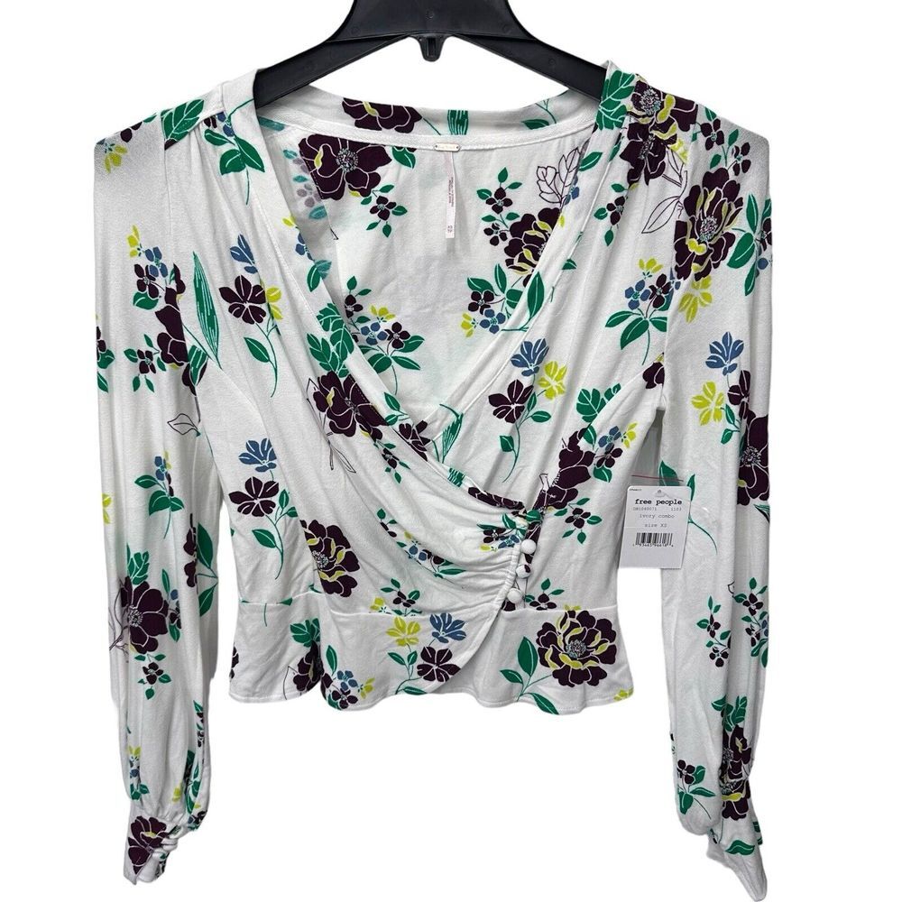 FREE PEOPLE Women's Size XS Top Saturday Night Relaxed Multicolor Ivory Combo‎
